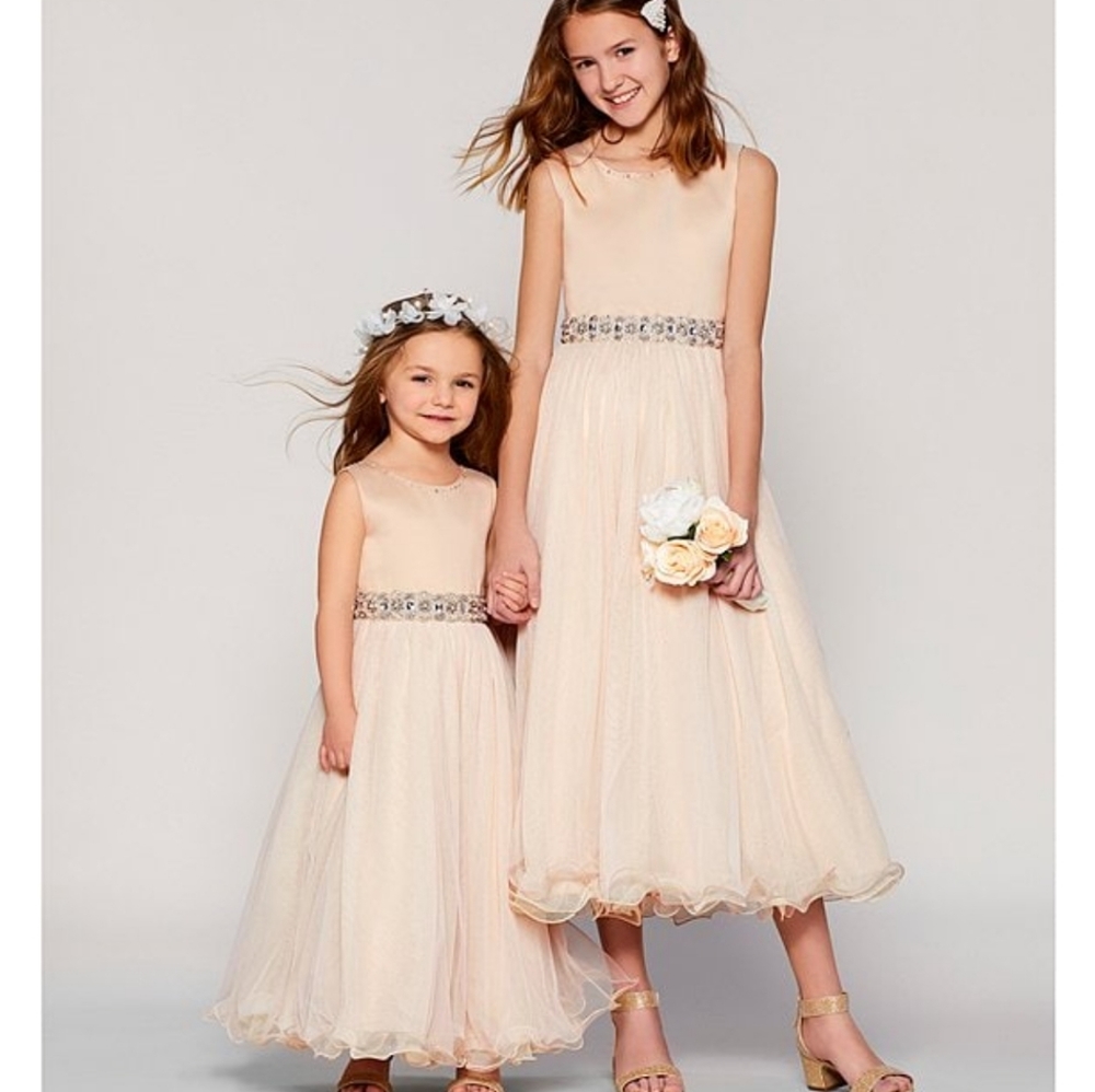 Chantilly Place Big Girls 14 Beaded-Waist Wire-Hem Long Dress wedding  dress